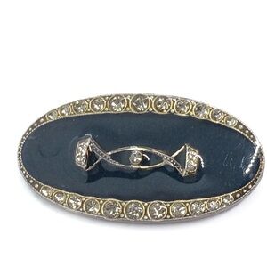3/$30 VINTAGE 80S CATHERINE POPESCO FRANCE BROOCH BLACK ENAMEL RHINESTONES